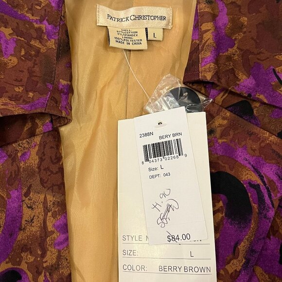 PATRICK CHRISTOPHER Women's Berry Brown Button Jacket - Size Large - NWT $84 - Picture 4 of 4